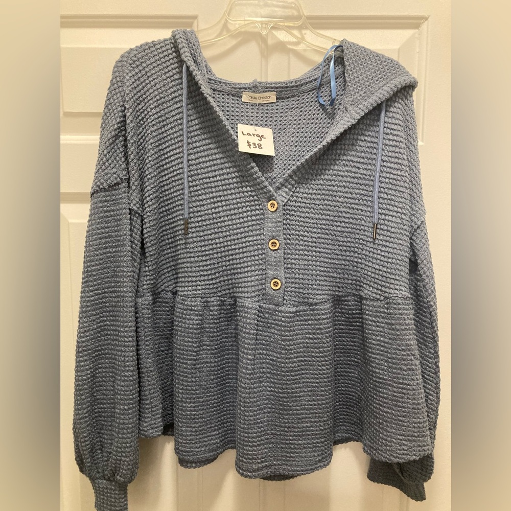 Long Sleeve Knotted Hooded Sweater